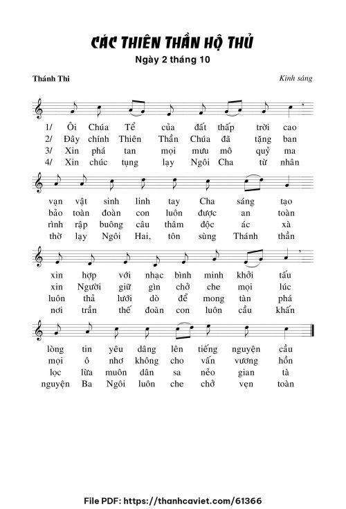 Kinh sáng Lễ các Thiên Thần Hộ Thủ - Chưa biết - trang 1