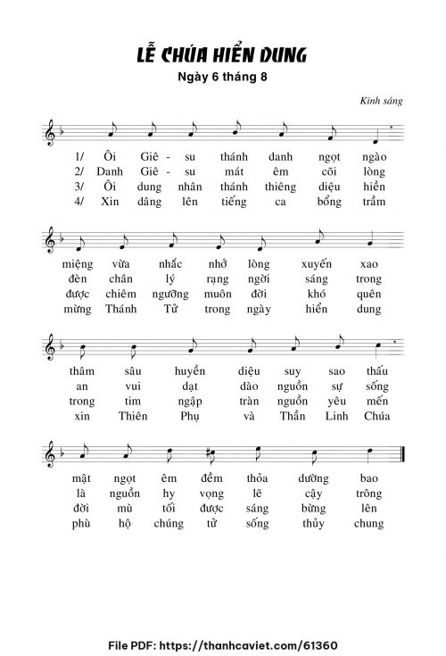 Kinh sáng Lễ Chúa hiển dung - Chưa biết - trang 1