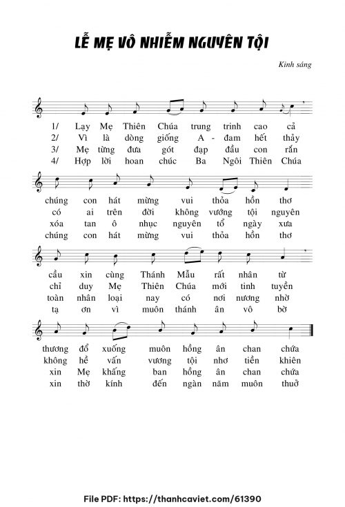 Kinh sáng Lễ Mẹ vô nhiễm nguyên tội - Chưa biết - trang 1