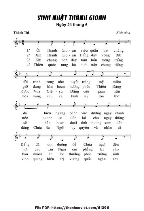 Kinh sáng Lễ Sinh nhật Thánh Gioan - Chưa biết - trang 1