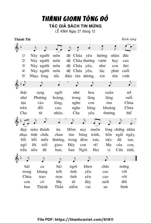 Kinh sáng Lễ Thánh Gioan tông đồ - Chưa biết - trang 1