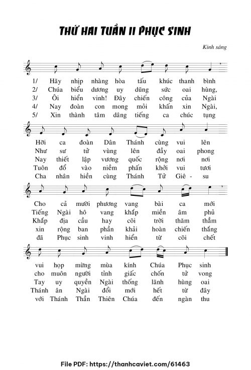 Kinh sáng thứ hai sau CN II Phục sinh - Chưa biết - trang 1