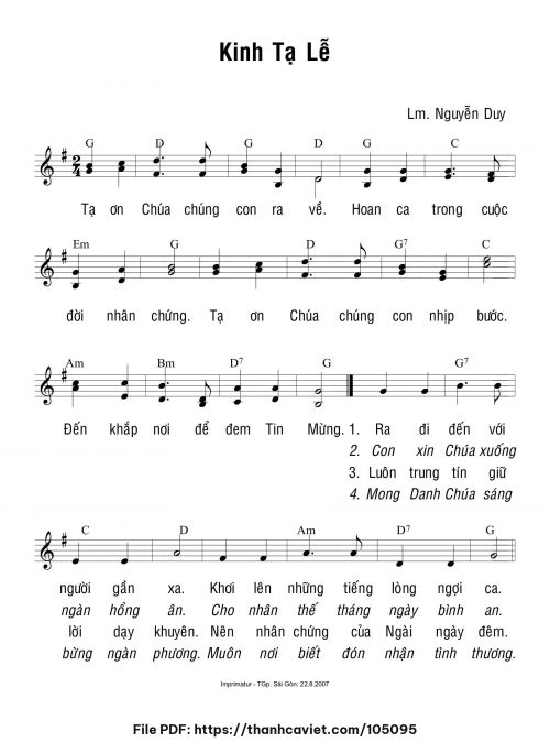 Kinh tạ lễ - Lm. Nguyễn Duy - trang 1