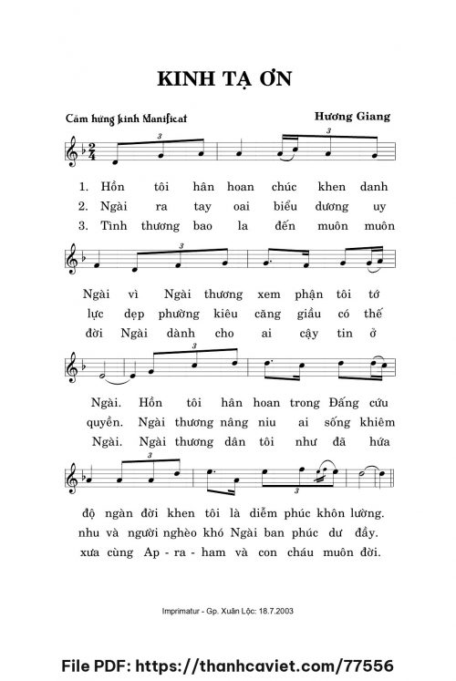 Kinh tạ ơn - Hương Giang - trang 1