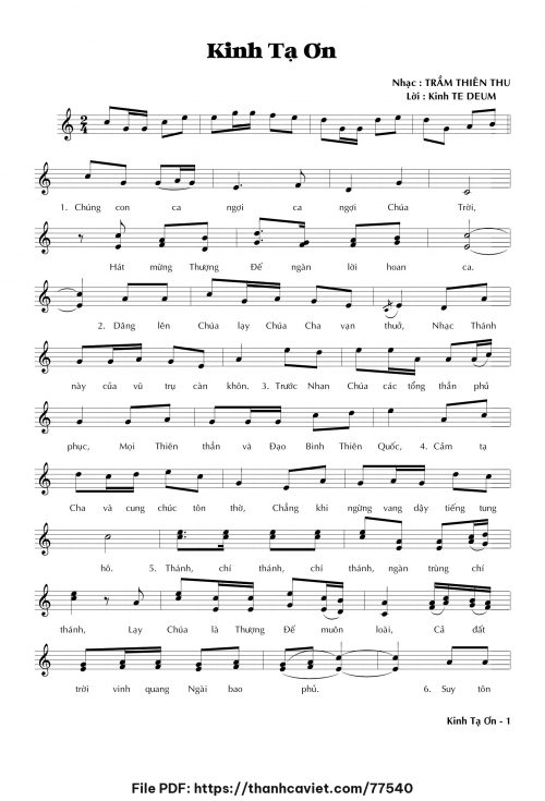 Kinh tạ ơn - Trầm Thiên Thu - trang 1