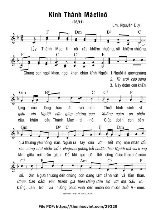Kính Thánh Máctinô - Lm. Nguyễn Duy - trang 1