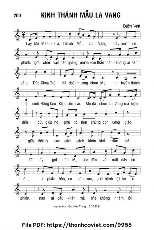 Kinh Thánh Mẫu La Vang - Lm. Bạch Vân - trang 1
