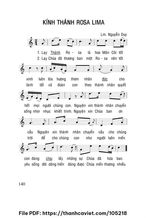 Kính Thánh Rosa Lima - Lm. Nguyễn Duy - trang 1