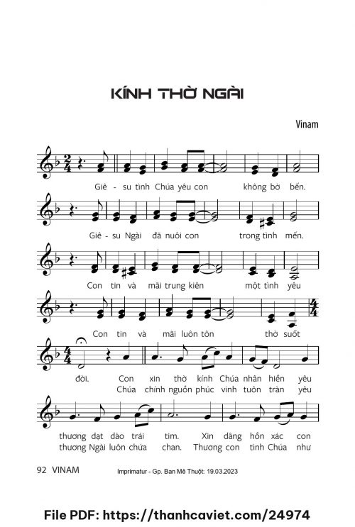 Kính thờ Ngài - Vinam - trang 1