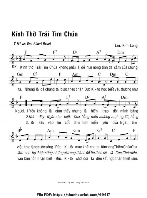 Kính thờ Trái Tim Chúa - Lm. Kim Long - trang 1