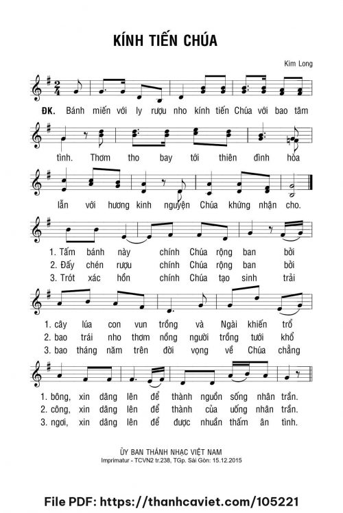 Kính tiến Chúa - Lm. Kim Long - trang 1