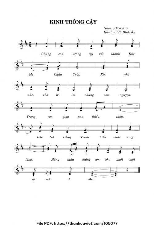 Kinh Trông Cậy - Gioa-Kim (Hòa âm: Vũ Đình Ân) - trang 1