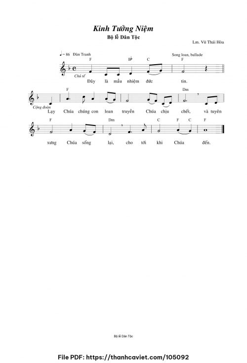 Kinh Tưởng Niệm - Lm. Vũ Thái Hòa - trang 1