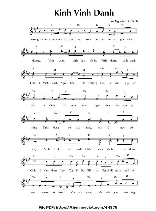 Kinh Vinh Danh - Lm. Nguyễn Văn Trinh - trang 1