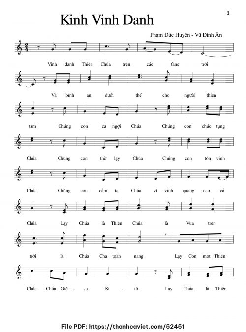 Kinh vinh danh - Phạm Đức Huyến - Vũ Đình Ân - trang 1