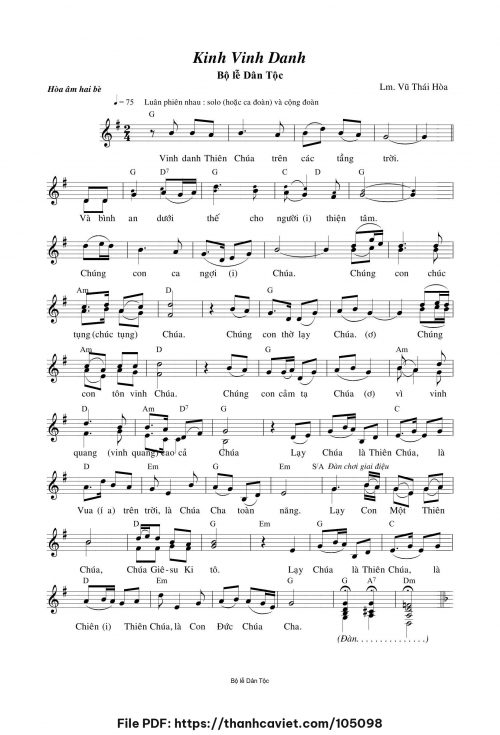 Kinh Vinh Danh, 2 bè - Lm. Vũ Thái Hòa - trang 1
