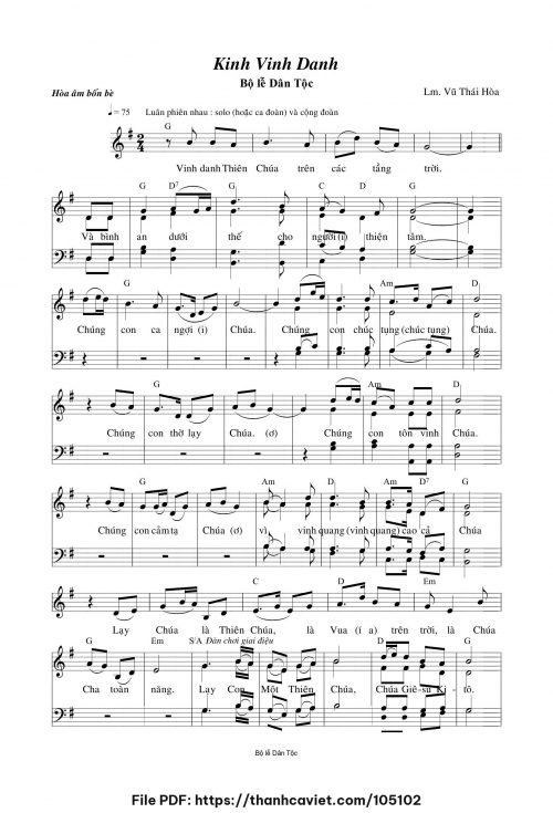 Kinh Vinh Danh, 4 bè - Lm. Vũ Thái Hòa - trang 1