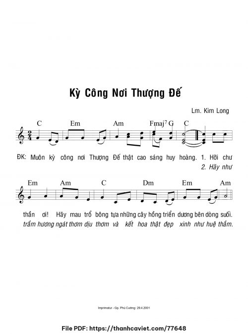 Kỳ công nơi Thượng Đế - Lm. Kim Long - trang 1