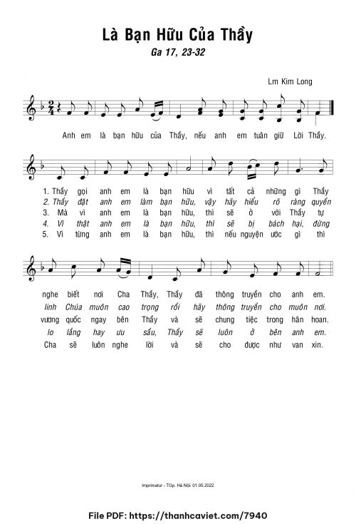Là bạn hữu của Thầy - Lm. Kim Long - trang 1