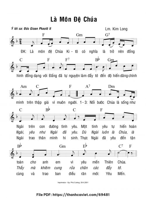 Là môn đệ Chúa - Lm. Kim Long - trang 1
