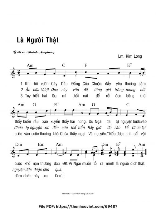 Là Người thật - Lm. Kim Long - trang 1