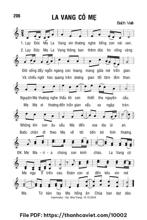 La Vang có Mẹ - Lm. Bạch Vân - trang 1