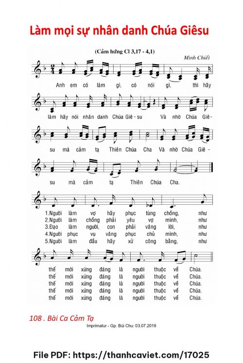 Làm mọi sự nhân danh Chúa Giêsu - Lm. Minh Chiết - trang 1