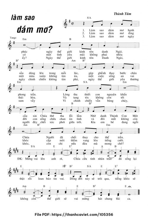 Làm sao dám mơ - Lm. Thành Tâm - trang 1