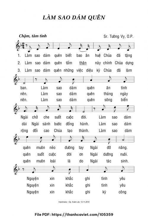 Làm sao dám quên - Sr. Tường Vy, OP - trang 1