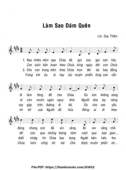 Làm sao dám quên - Lm. Duy Thiên - trang 1