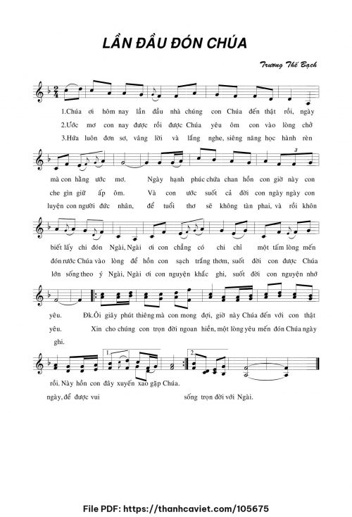 Lần đầu đón Chúa - Trương Thế Bạch - trang 1