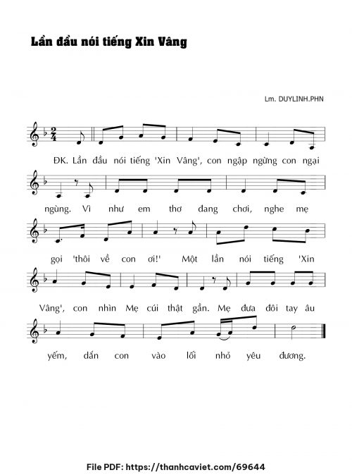 Lần đầu nói tiếng xin vâng - Lm. DUYLINH.PHN - trang 1