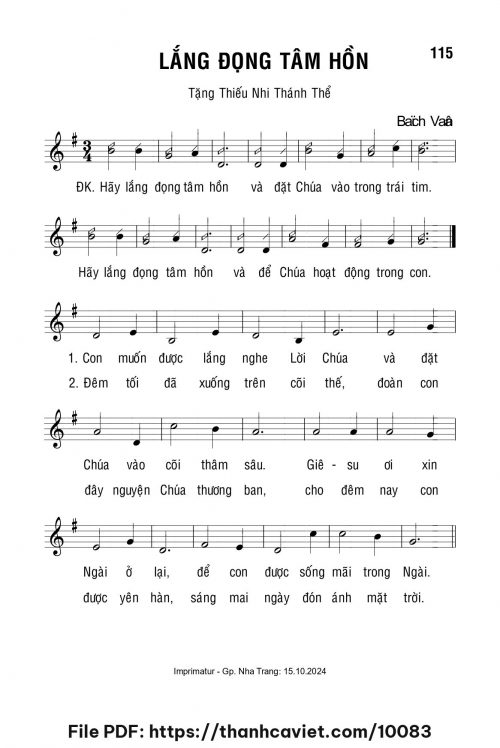 Lắng đọng tâm hồn - Lm. Bạch Vân - trang 1