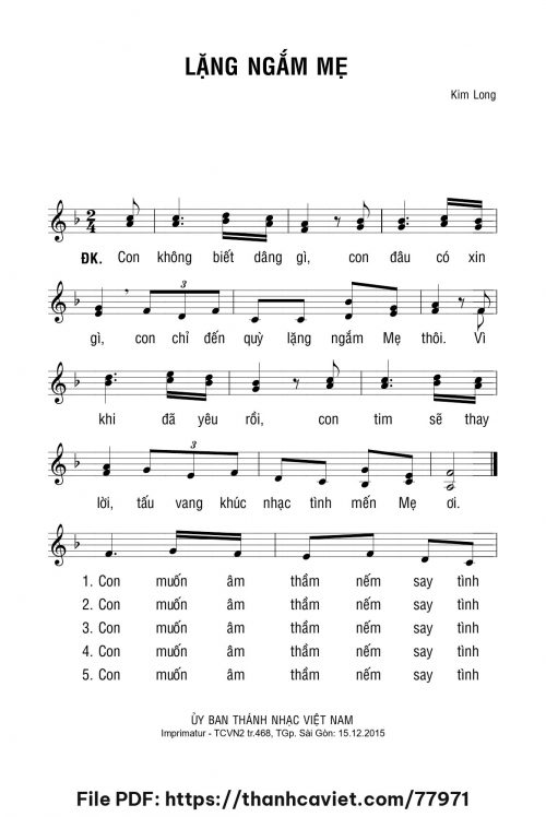 Lặng ngắm Mẹ - Lm. Kim Long - trang 1