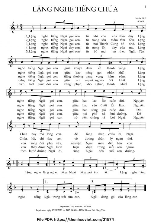 Lặng nghe tiếng Chúa - Sr. Maria, SLE - trang 1