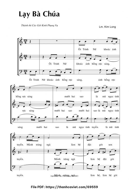 Lạy Bà Chúa - Lm. Kim Long - trang 1