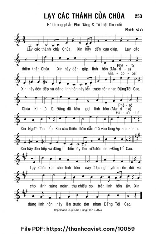 Lạy các thánh của Chúa - Lm. Bạch Vân - trang 1