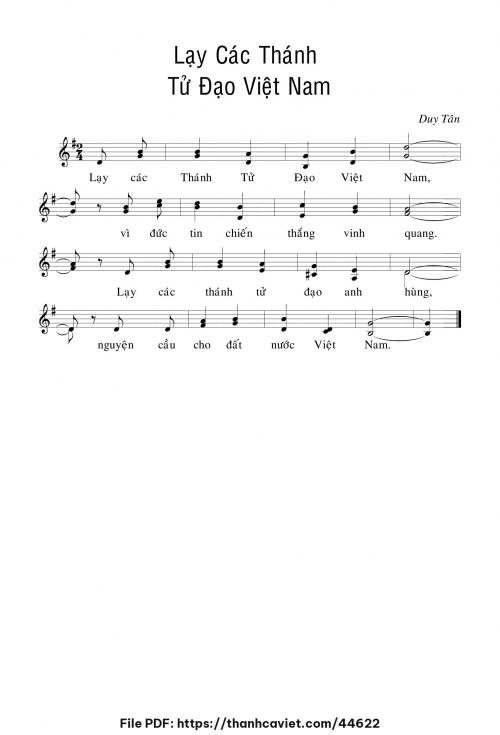 Lạy Các Thánh Tử Đạo Việt Nam - Duy Tân - trang 1