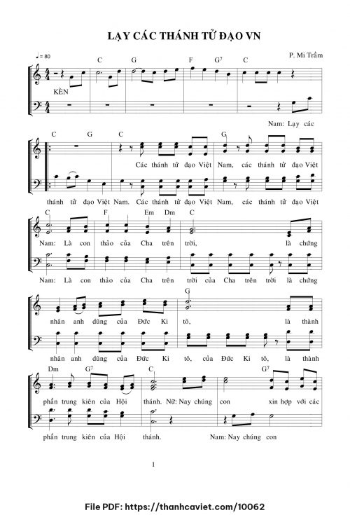 Lạy các Thánh Tử Đạo Việt Nam - Lm. Mi Trầm - trang 1