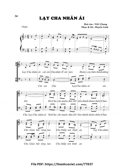 Lạy Cha nhân ái - Lm. Huyền Linh (Hòa âm: Viết Chung) - trang 1