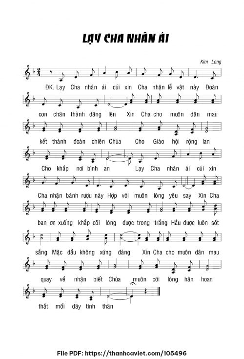 Lạy Cha nhân ái - Lm. Kim Long - trang 1