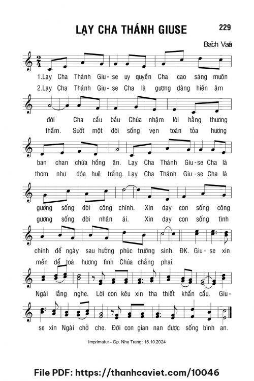Lạy Cha Thánh Giuse - Lm. Bạch Vân - trang 1