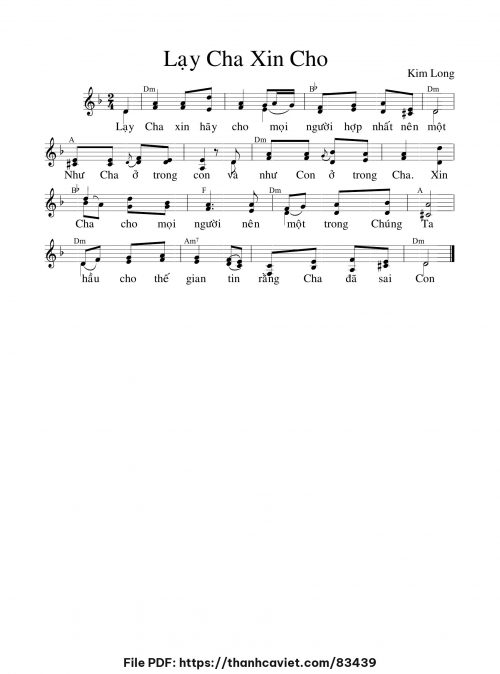Lạy Cha xin cho - Lm. Kim Long - trang 1