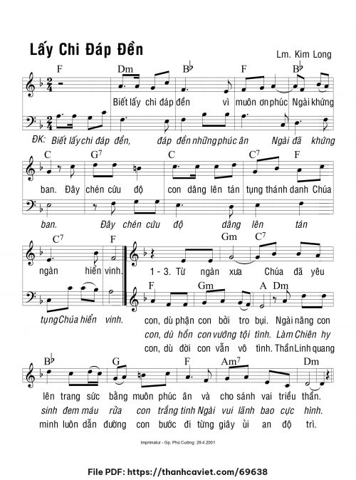 Lấy chi đáp đền - Lm. Kim Long - trang 1