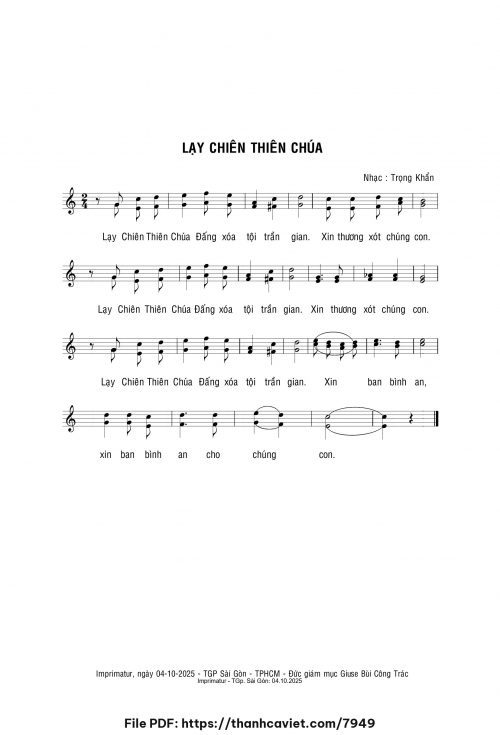 Lạy Chiên Thiên Chúa - Lm. Trọng Khẩn - trang 1