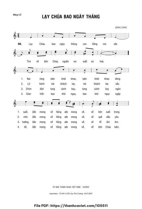Lạy Chúa bao ngày tháng - Lm. Kim Long - trang 1