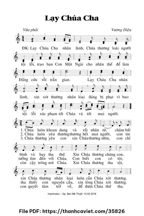 Lạy Chúa Cha - Lm. Vương Diệu - trang 1
