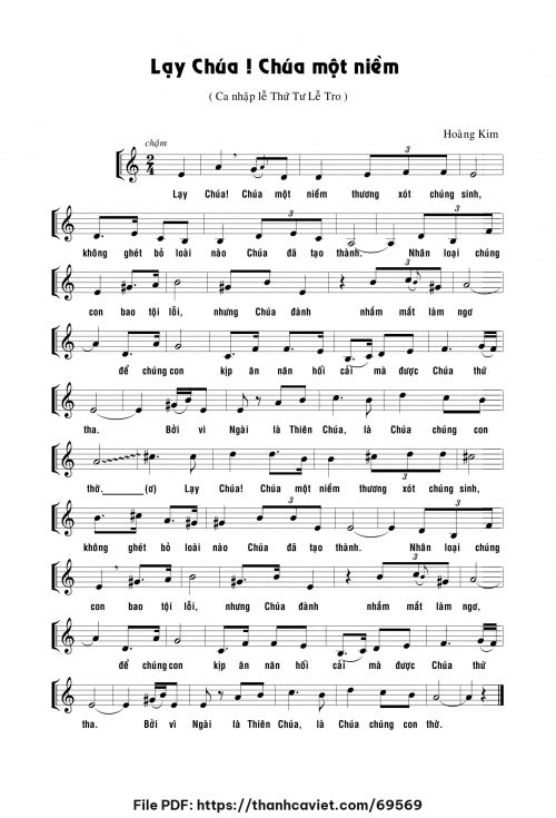 Lạy Chúa! Chúa một niềm - Lm. Hoàng Kim - trang 1