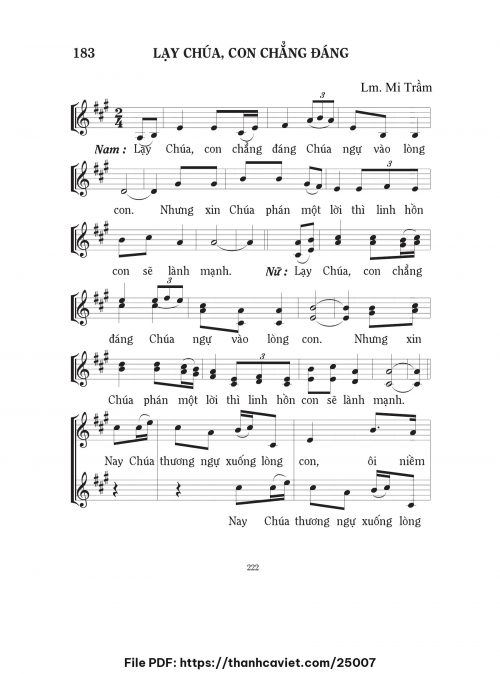 Lạy Chúa con chẳng đáng - Lm. Mi Trầm - trang 1