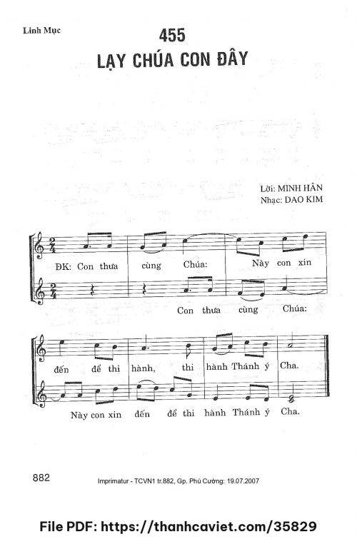 Lạy Chúa con đây - Lm. Dao Kim - Minh Hân - trang 1